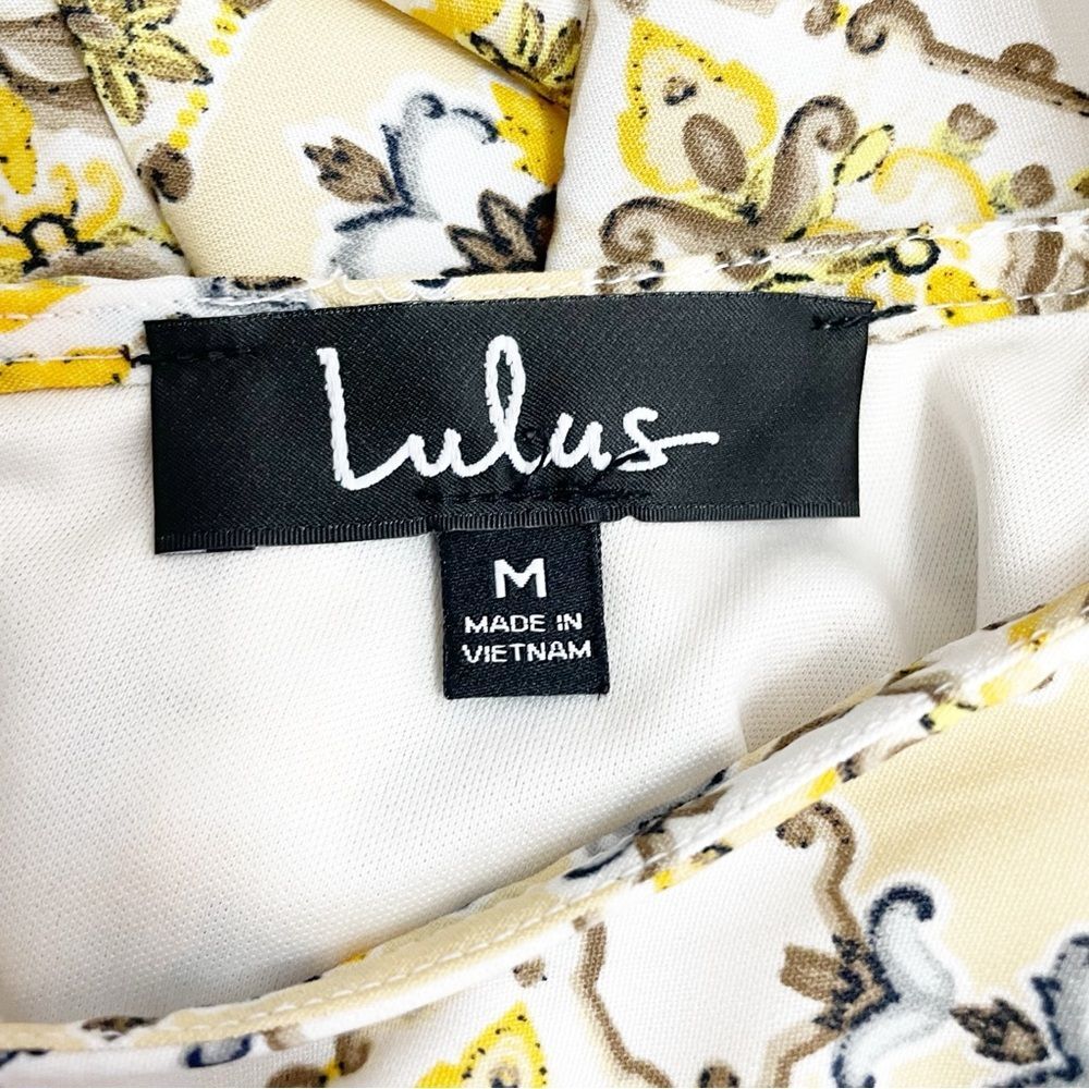Lulus Dandy Lion Yellow White Tile Print Mini Shift Dress Women’s Size Medium - Picture 9 of 13